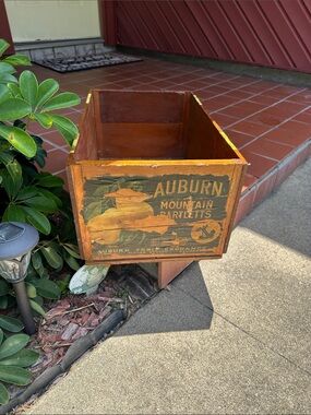 VTG Orange Wooden Crate - Rustic Home Accent